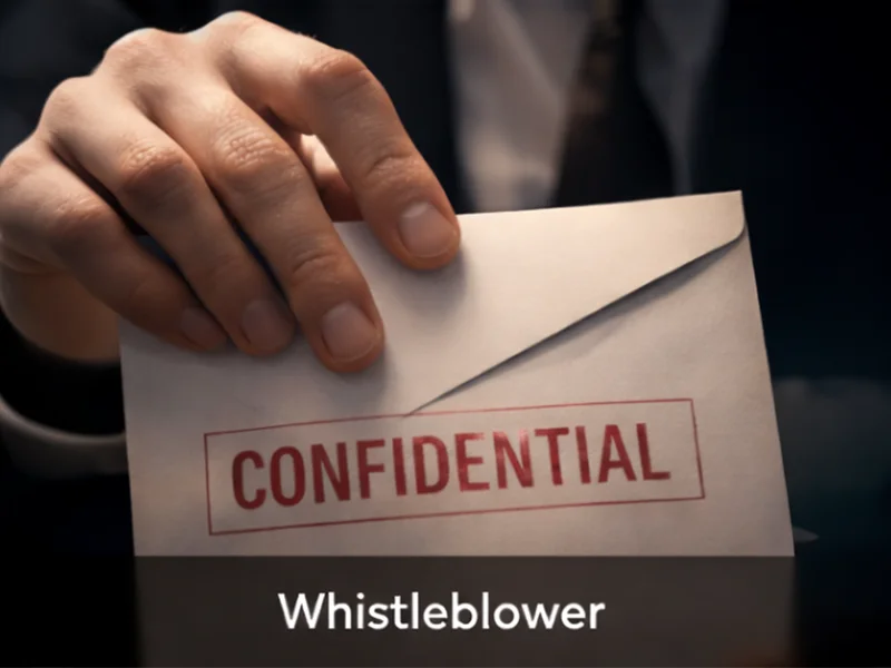 Silhouette of a professional standing near a window, representing whistleblowers.